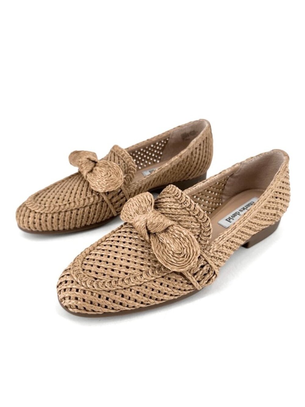 Womens 9.5 Charles David Finite Loafer Shoes Slip-On Raffia Flat Beige Tan Woven